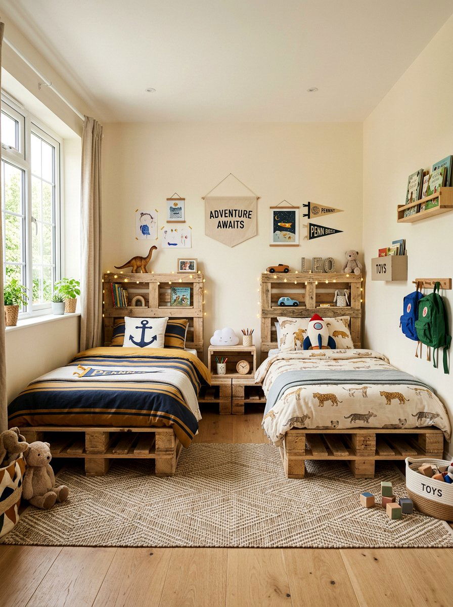Shared bedroom pallet beds - 25 Twin pallet bed ideas