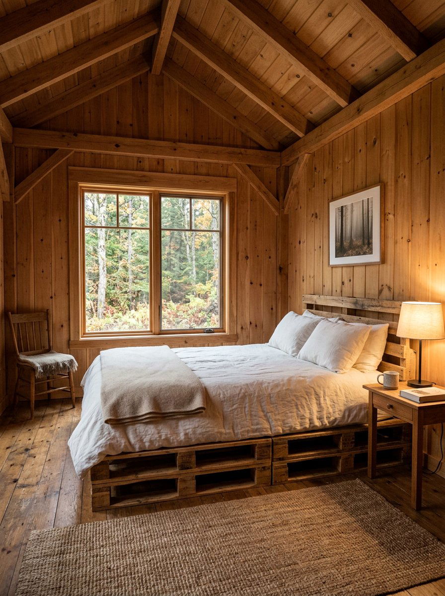 Simple Cabin Bedroom - 25 Pallet bed ideas for cabin