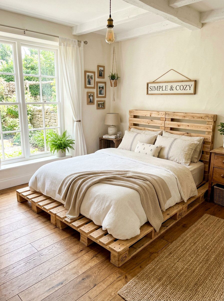 Simple DIY Pallet Bed - 25 Farmhouse pallet bed ideas