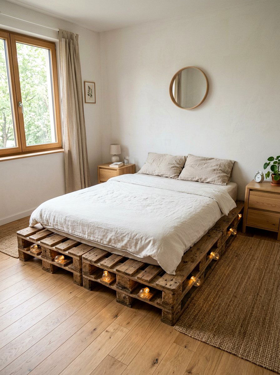 Simple Pallet Bed Lights - 25 Illuminated pallet bed ideas
