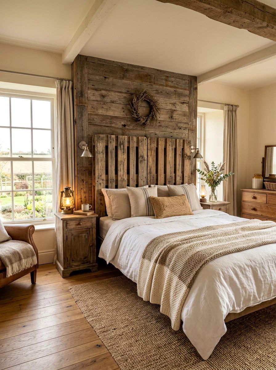 Simple Pallet Headboard Bed - 25 Farmhouse pallet bed ideas