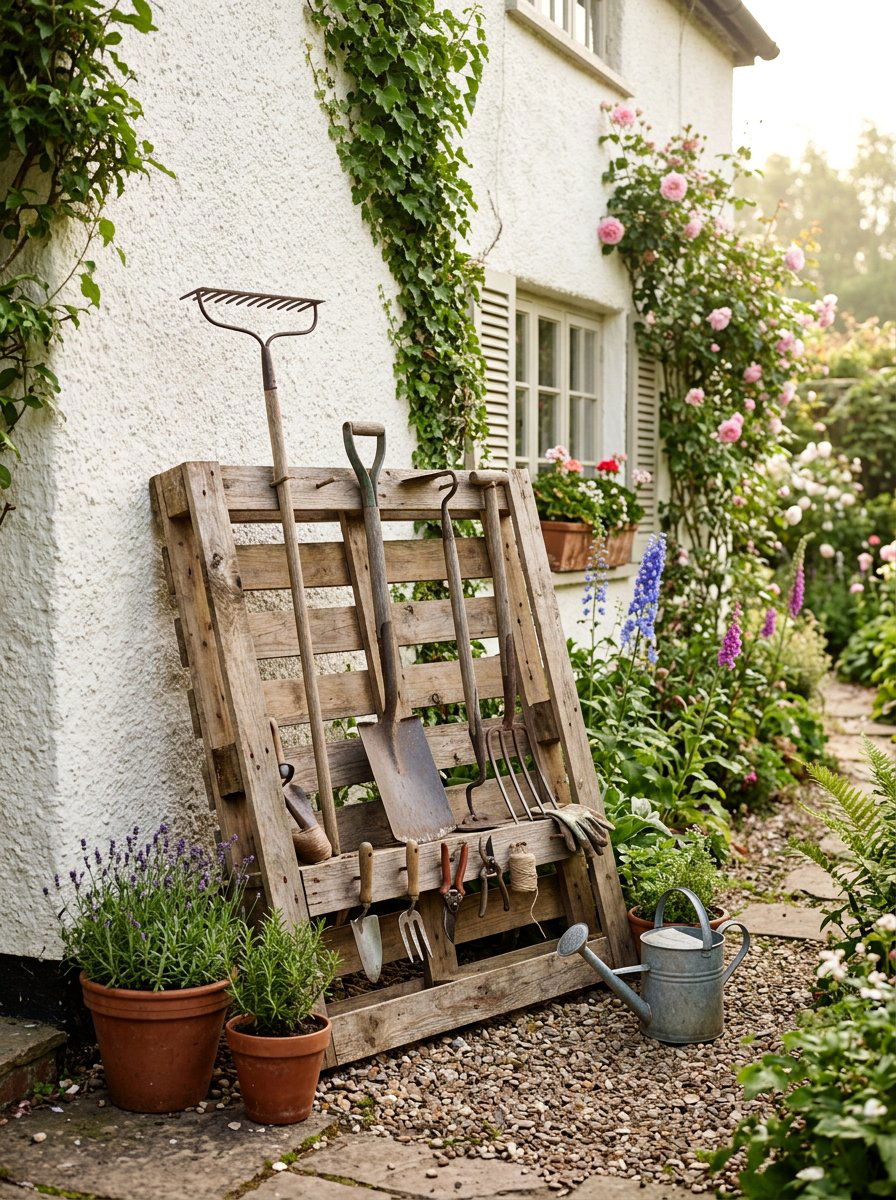 Simple Pallet Tool Stand - 25 Pallet Garden Tool Organizer Ideas