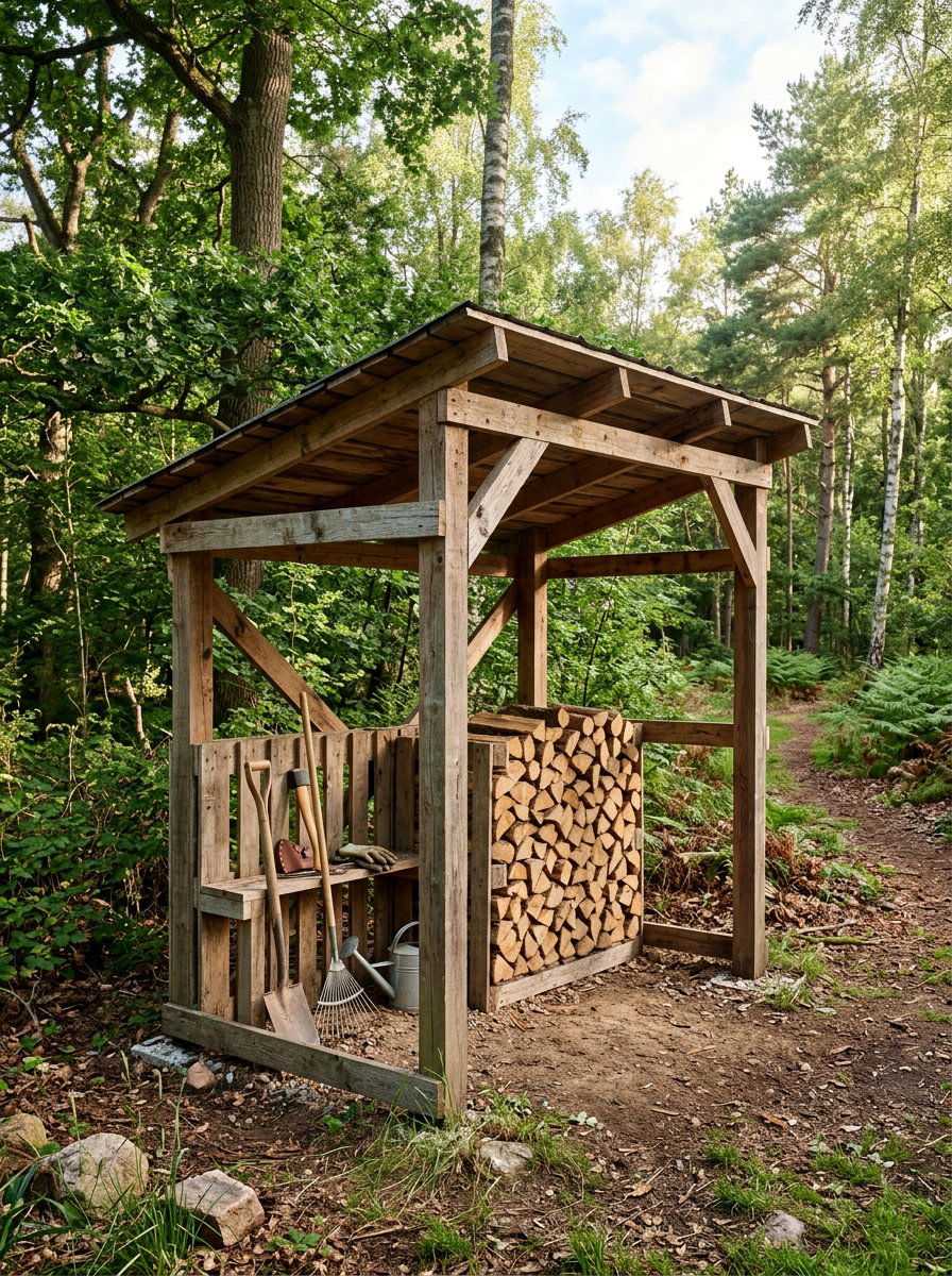 Simple Pallet Wood Garden Shelter - 25 Pallet Tool Shed Ideas