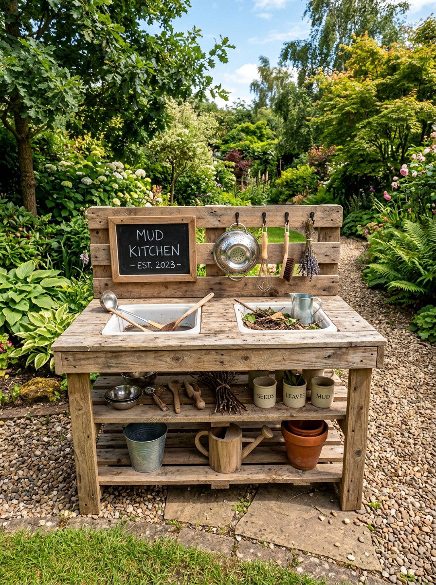 Simple Wooden Mud Kitchen - 25 Pallet Mud Kitchen for Kids Ideas