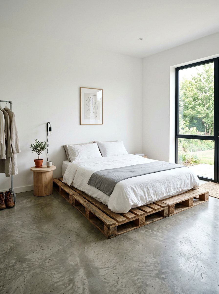 Simple pallet bed frame - 25 Double pallet bed ideas