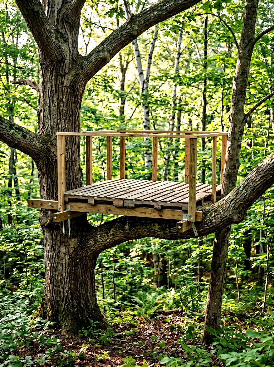 Simple tree house base - 25 Pallet Tree House Platform Ideas