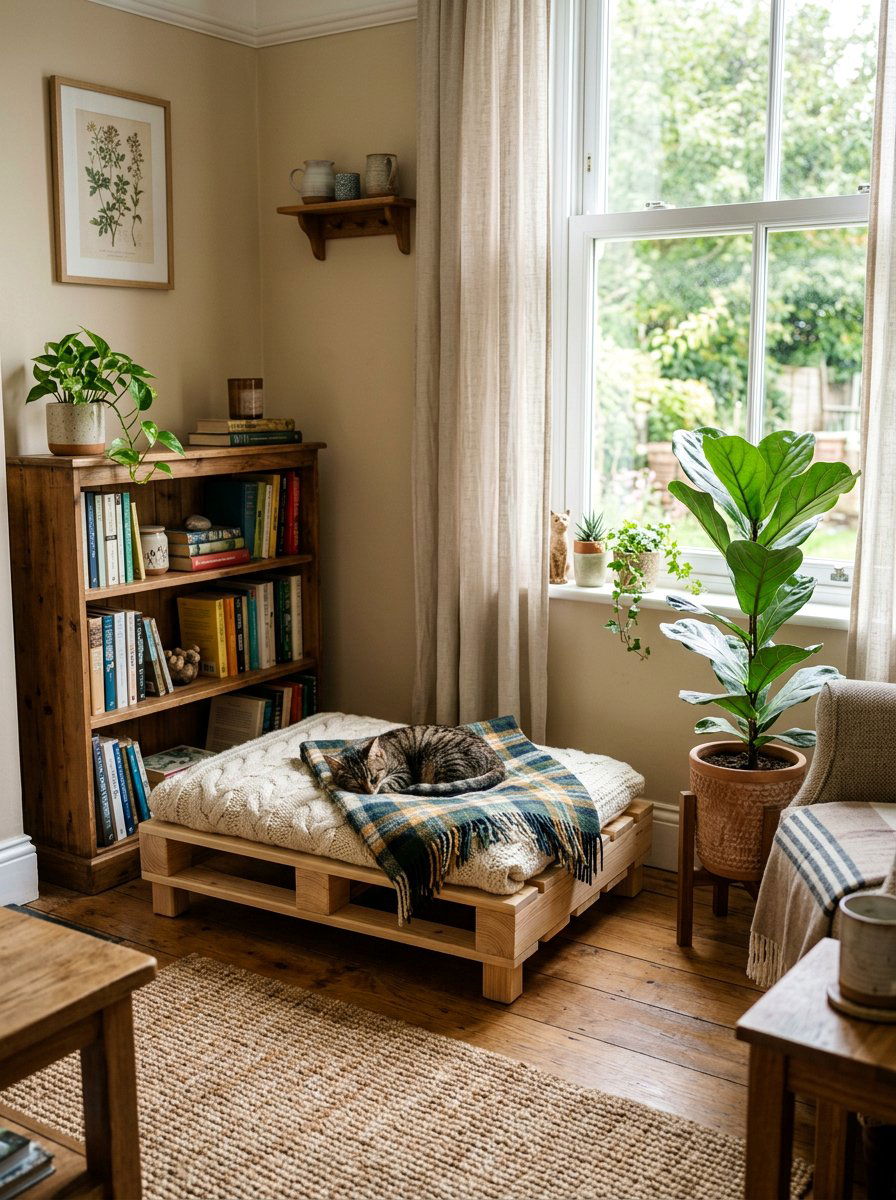 Single level pallet bed - 25 pallet cat bed ideas