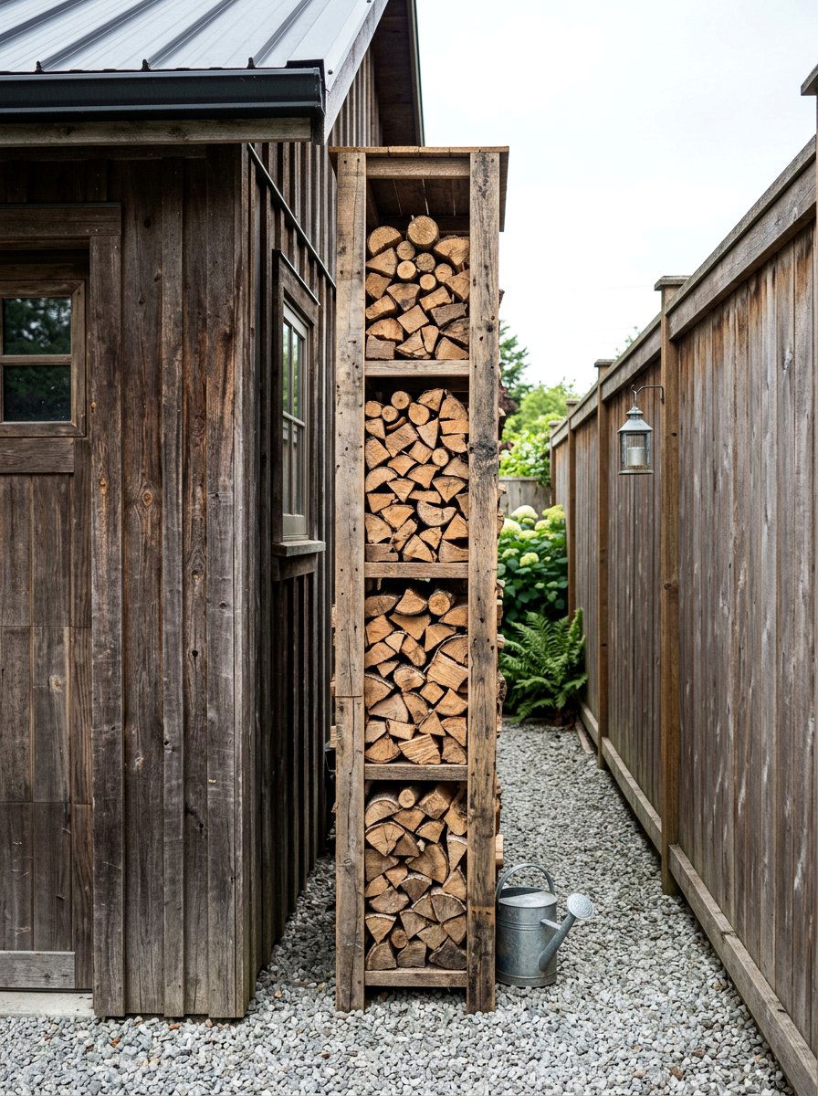 Skinny Pallet Wood Tower - 25 Pallet Firewood Storage Rack Ideas