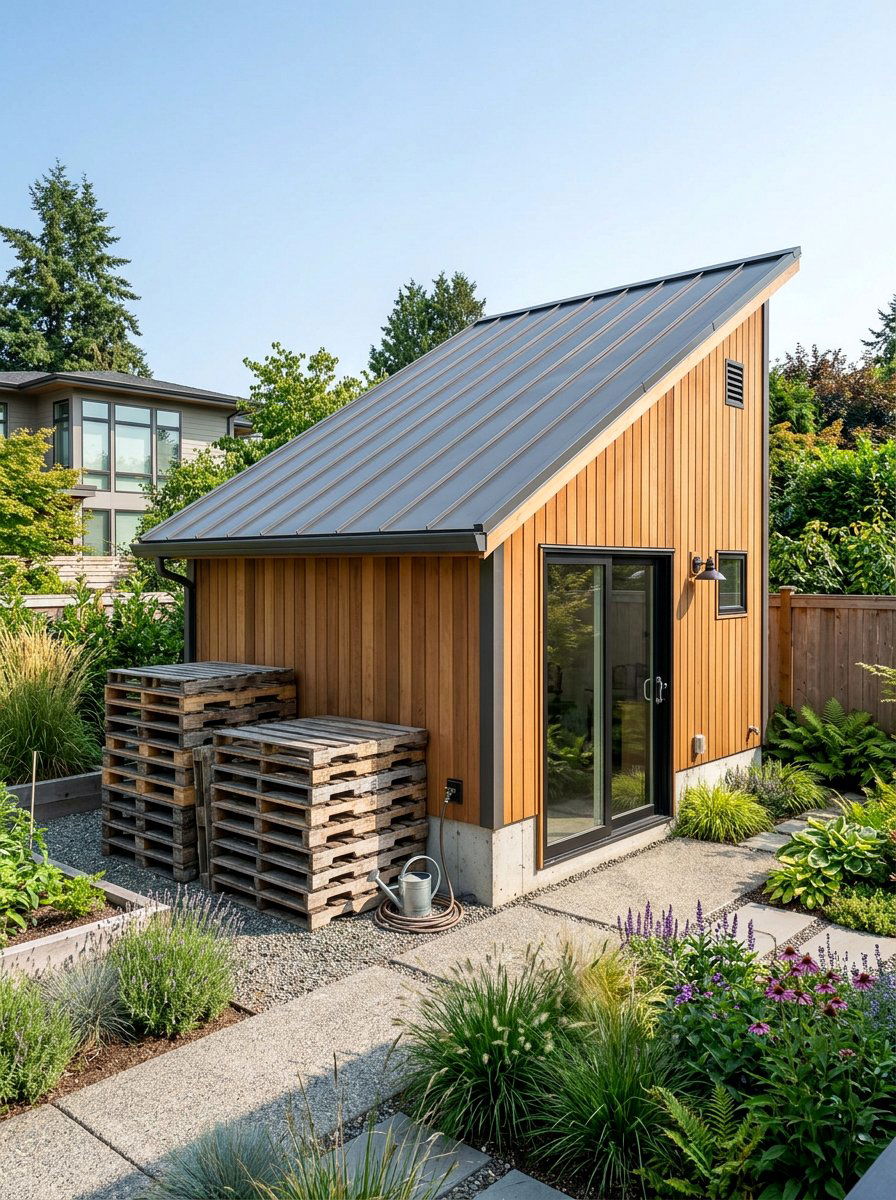 Slanted Roof Shed - 25 Pallet Garden Shed Ideas