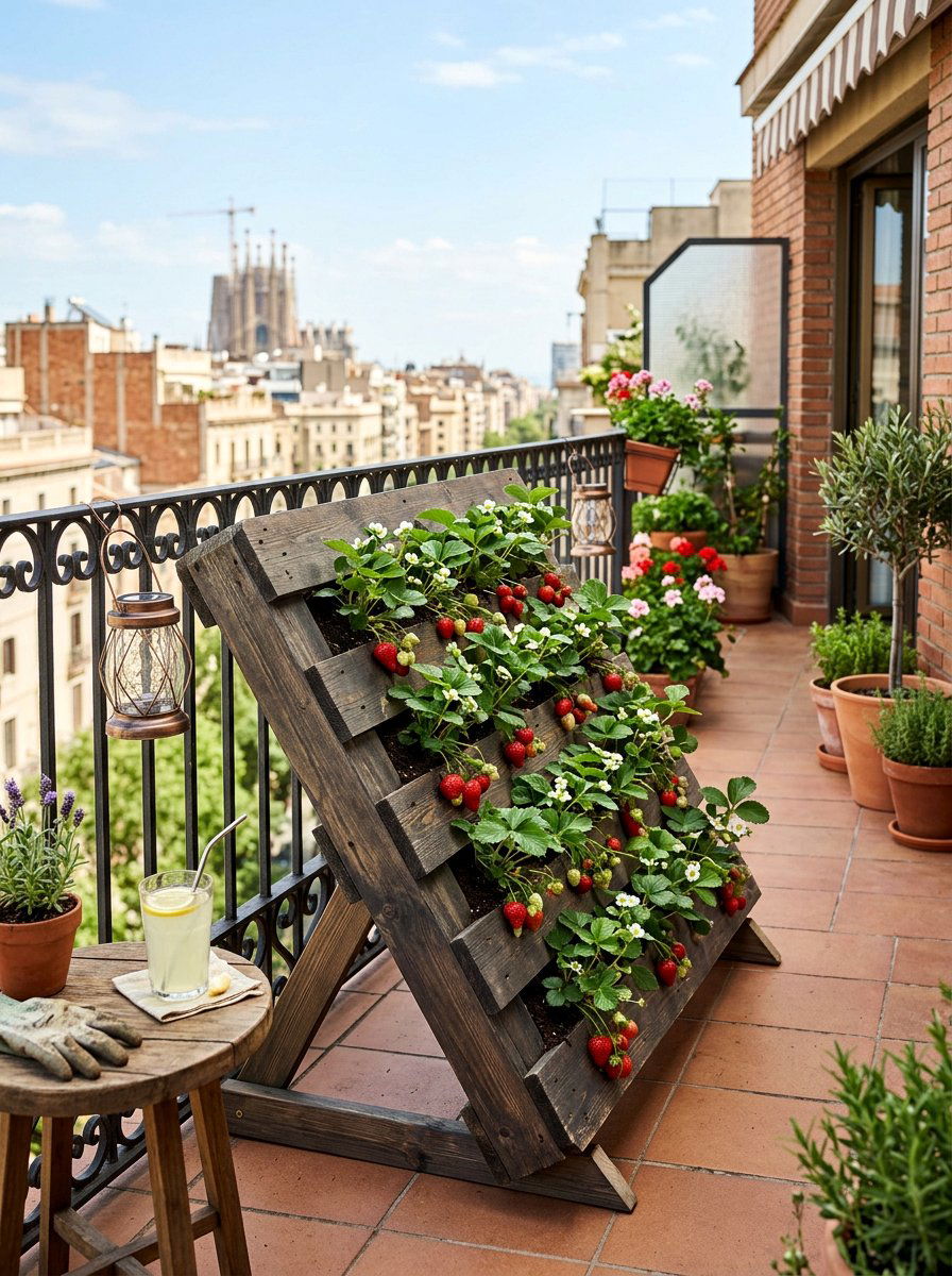 Slanted strawberry pallet - 25 Pallet Strawberry Planter Ideas