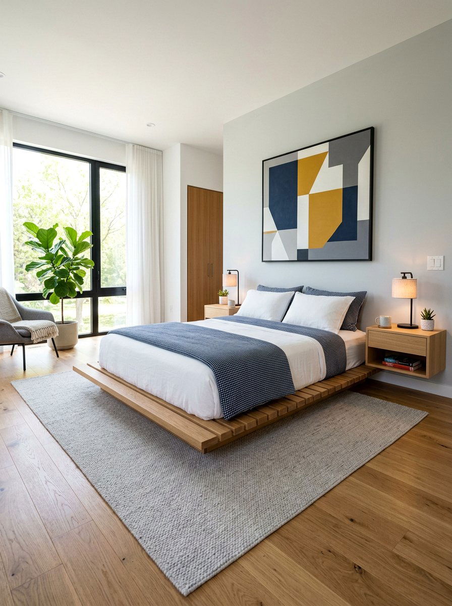 Slat wood pallet bed platform - 25 Pallet bed ideas for master bedroom