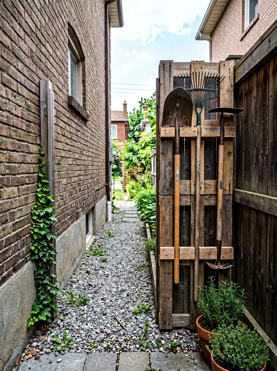 Slim Pallet Tool Rack - 25 Pallet Garden Tool Organizer Ideas