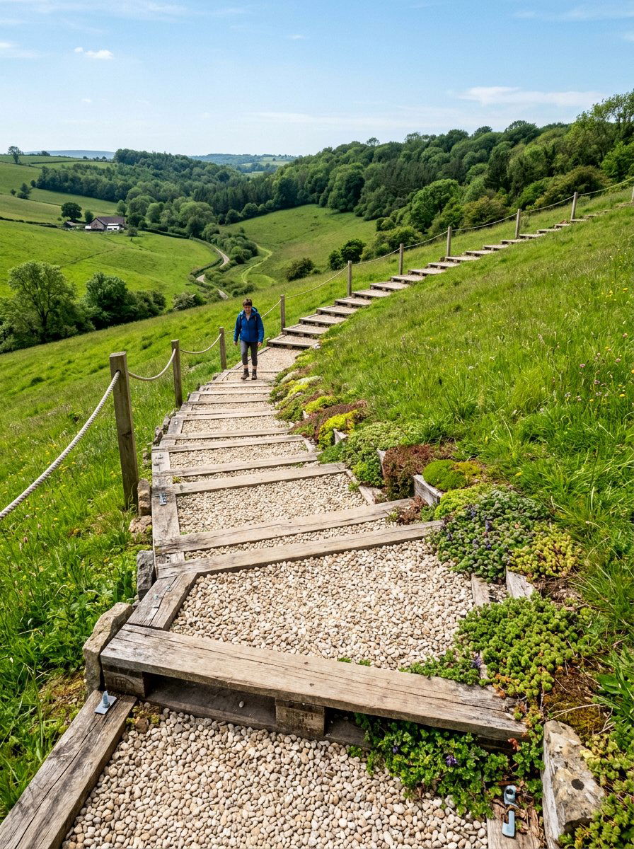 Sloping Hill Steps - 25 Pallet Walkway for Garden Ideas