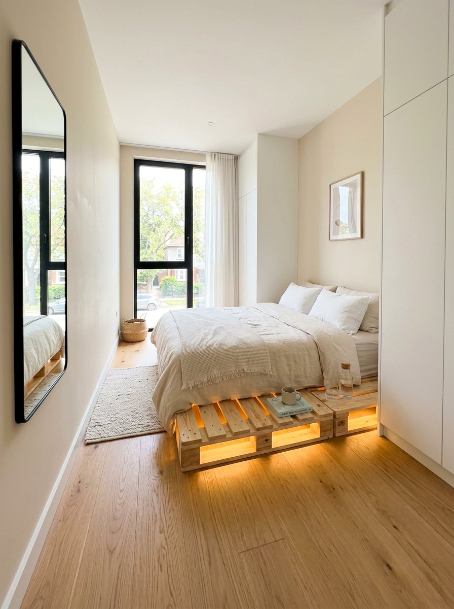 Small Bedroom Pallet Bed - 25 Pallet bed ideas with lights underneath