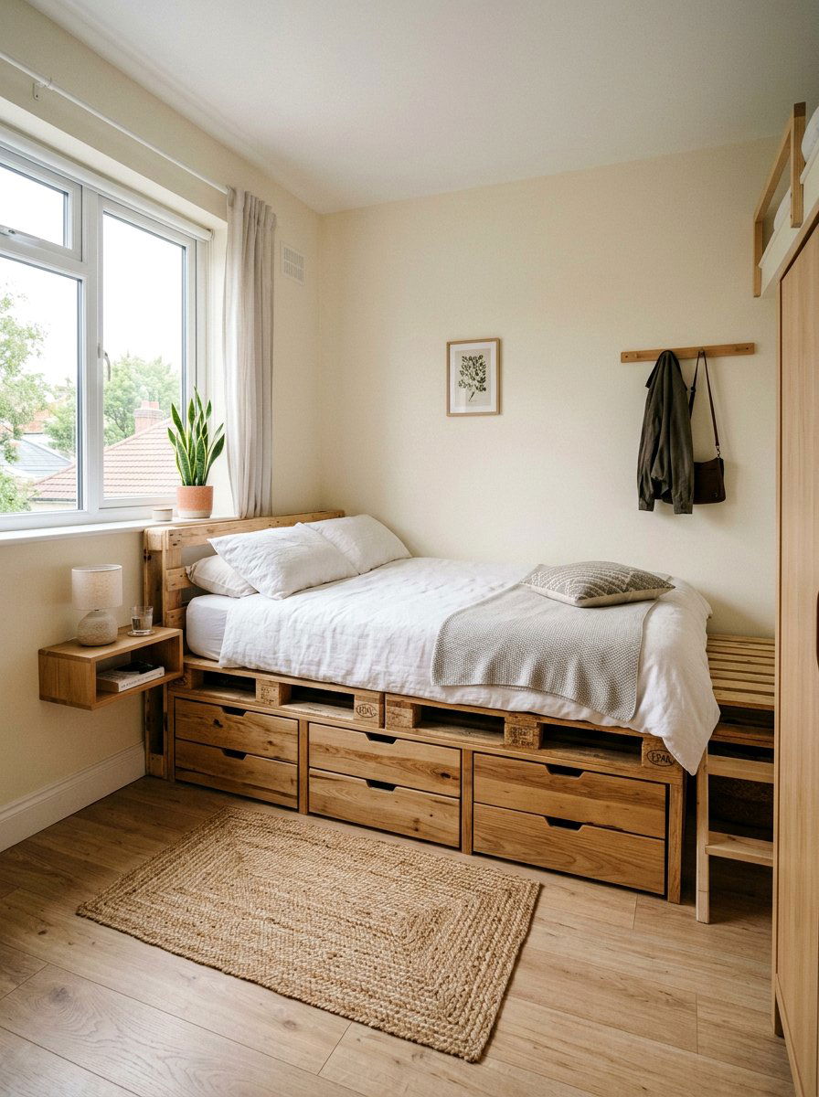 Small Bedroom Pallet Bed Drawers - 25 Pallet bed ideas with storage underneath