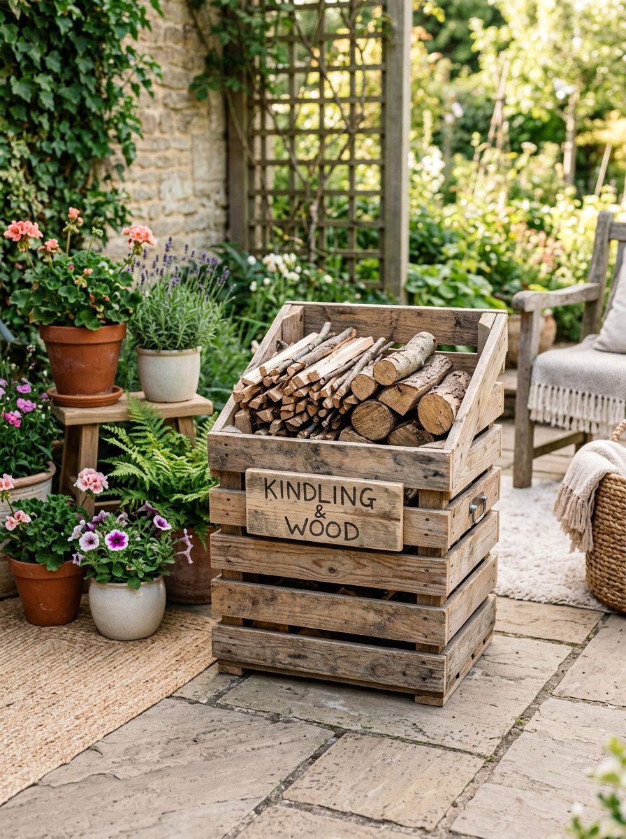 Small Pallet Wood Bin - 25 Pallet Firewood Storage Rack Ideas