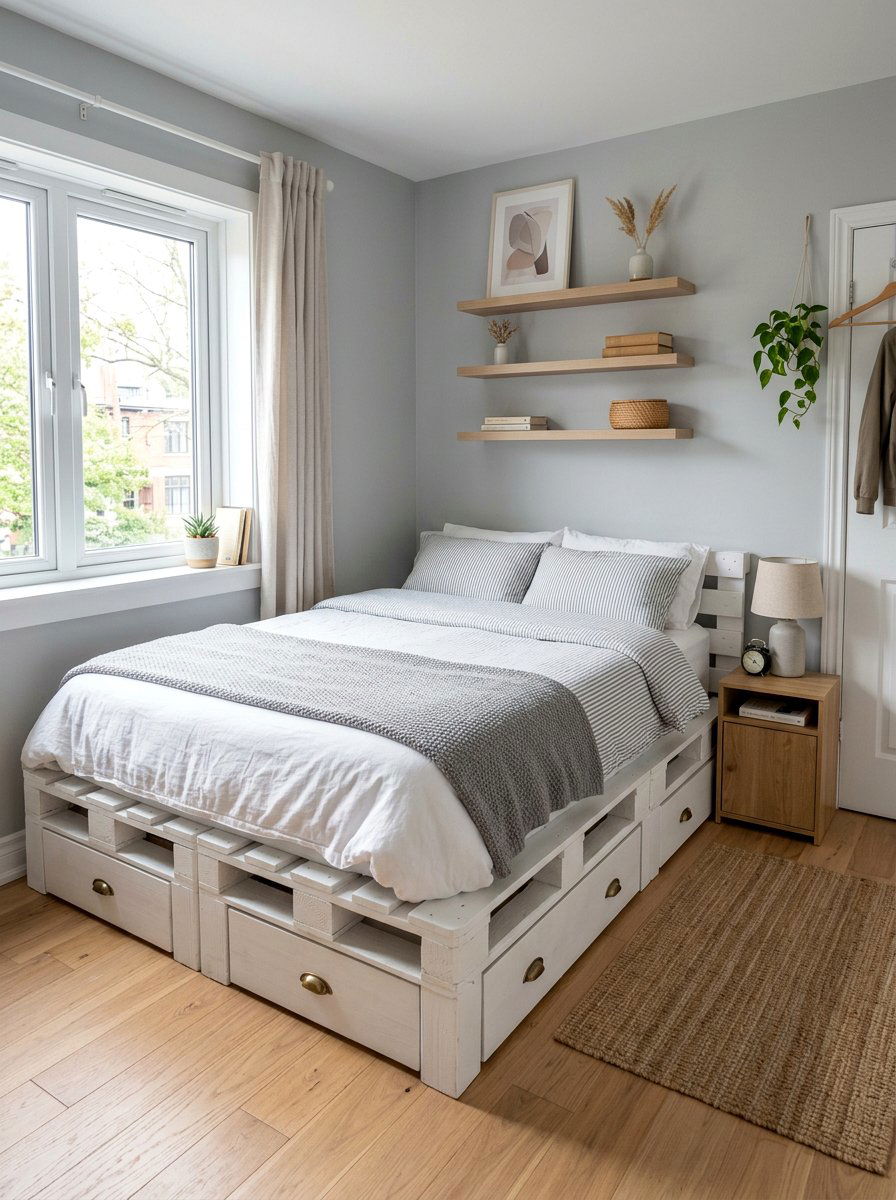 Small Space Solutions - 25 Pallet bed ideas with drawers