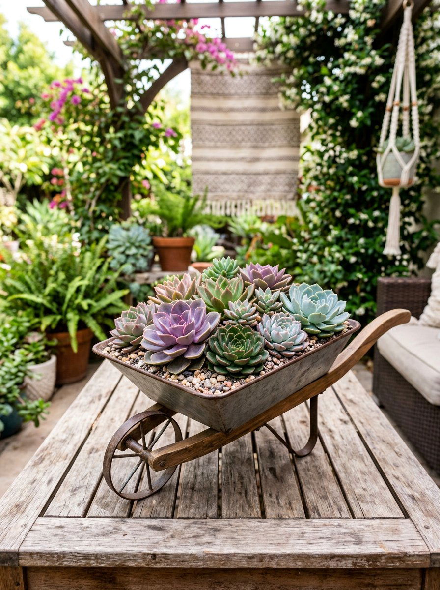 Small Wheelbarrow For Succulents - 25 Pallet Wheelbarrow Planter Ideas