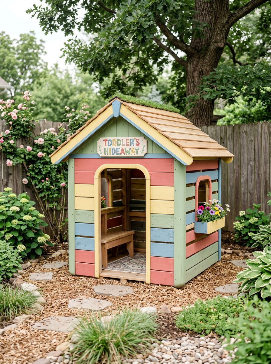 Small pallet playhouse for toddlers - 25 Pallet Playhouse for Kids Ideas
