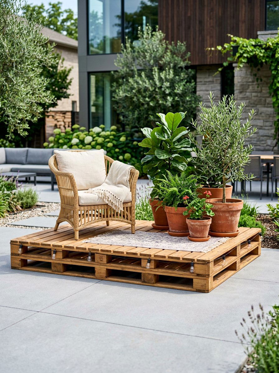 Small pallet stage for patio - 25 Pallet Stage for Backyard Ideas