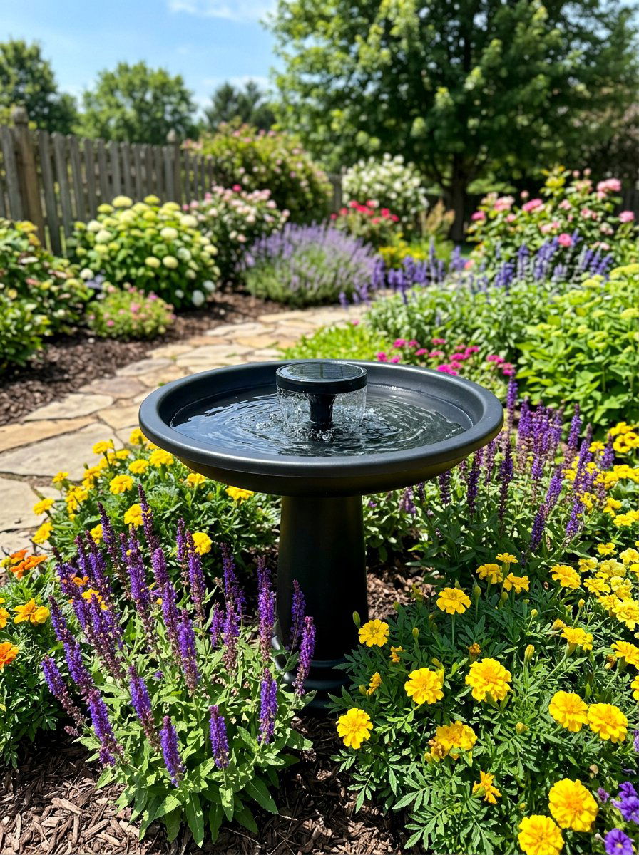 Solar Fountain Bird Bath - 25 unique bird bath ideas