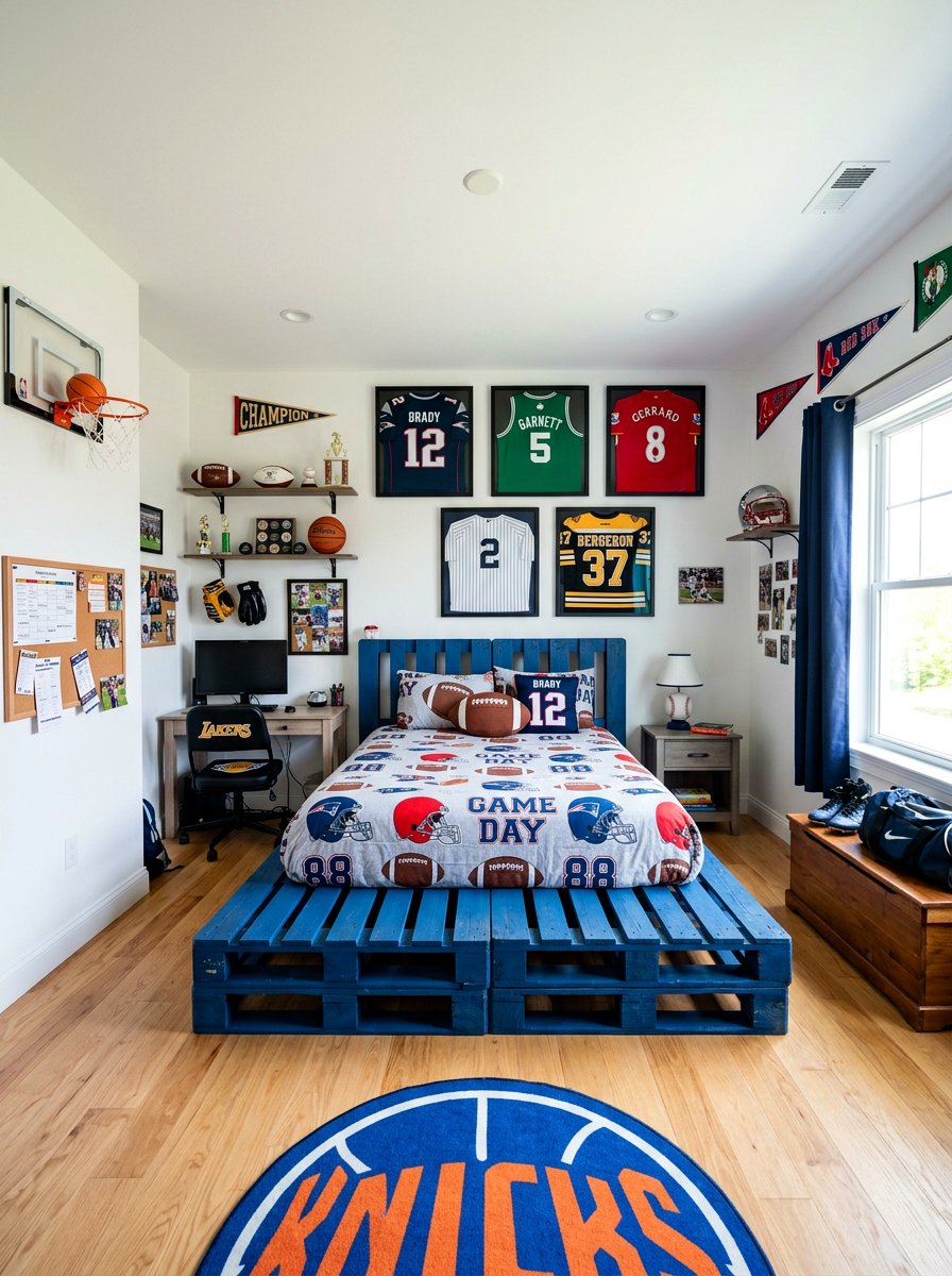Sports themed room - 25 Pallet bed ideas for boys room