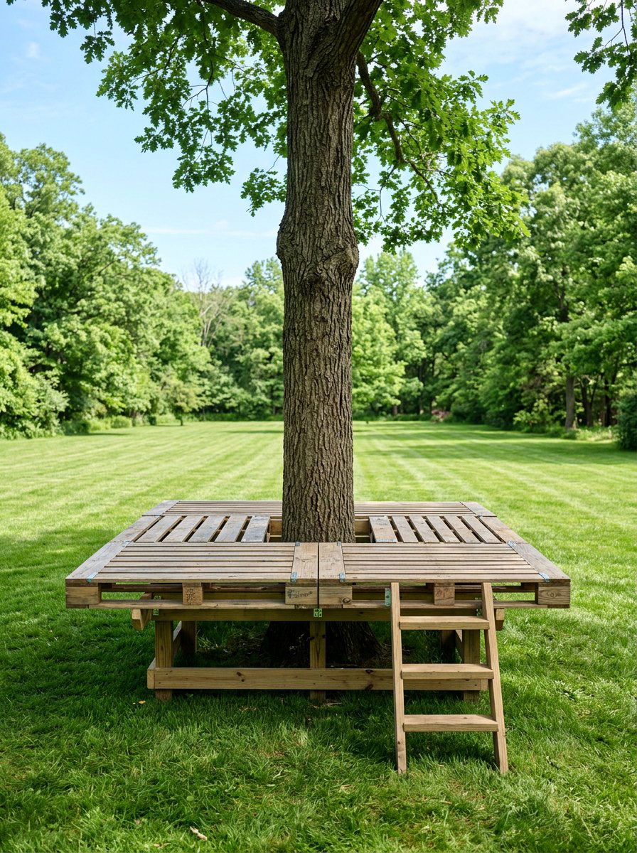 Square pallet tree platform - 25 Pallet Tree House Platform Ideas