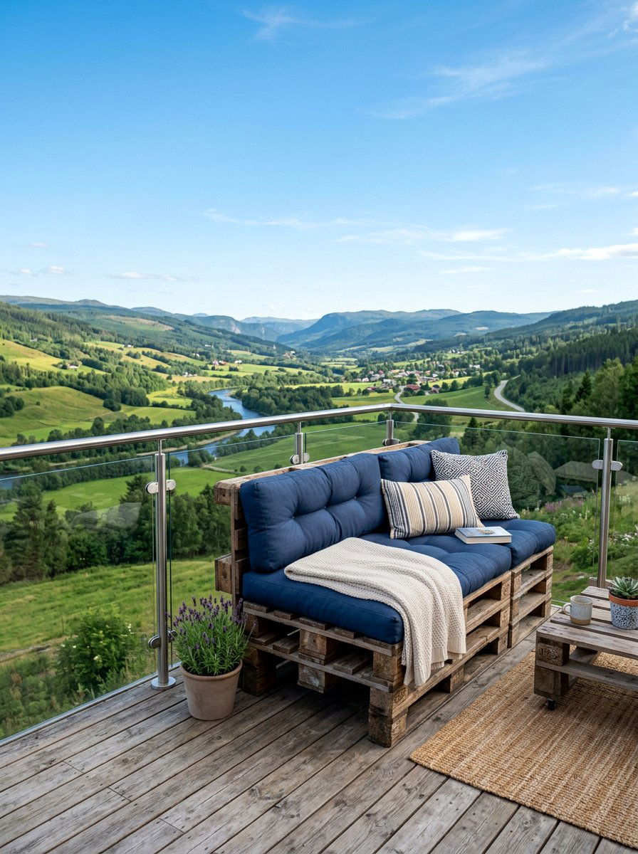 Stacked Pallet Sofa For Elevated View - 25 Pallet Daybed for Patio Ideas