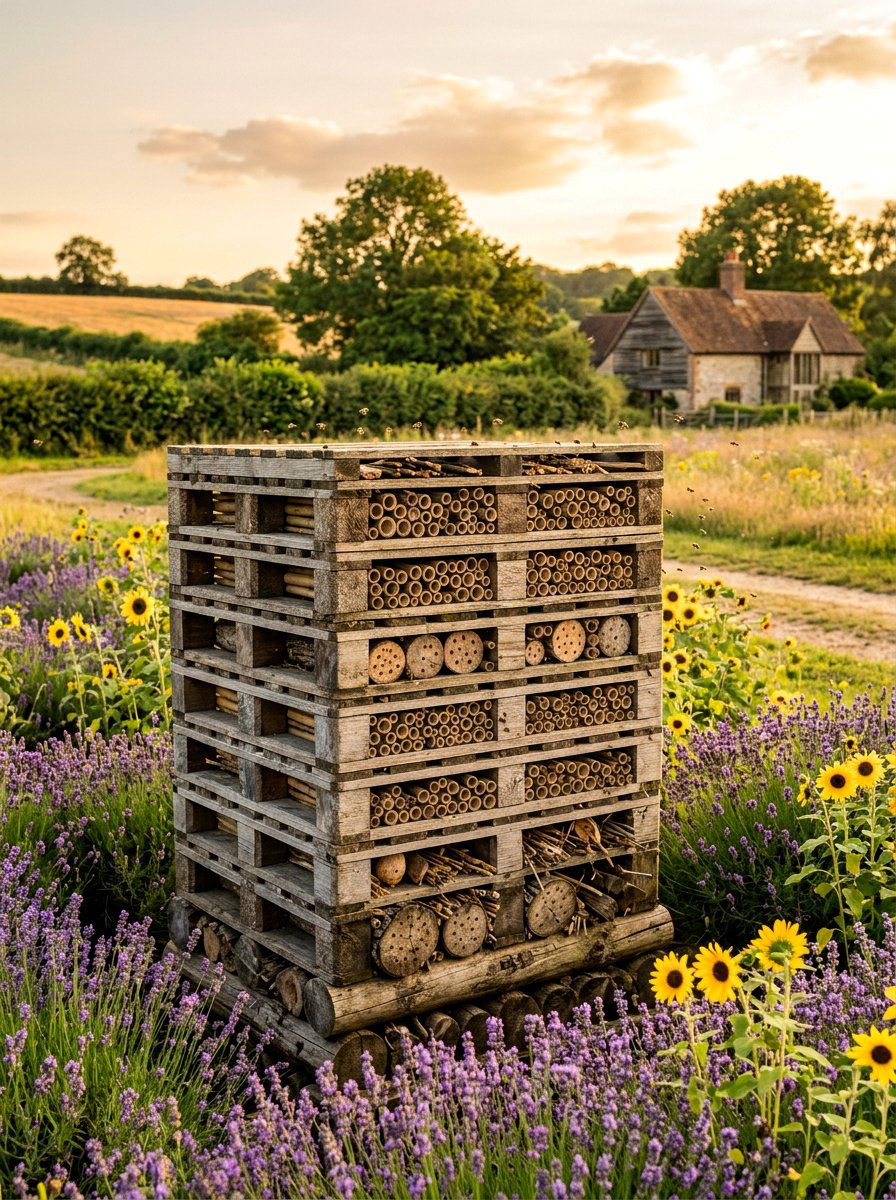 Stacked pallet bee hotel - 25 Pallet Insect Hotel Ideas