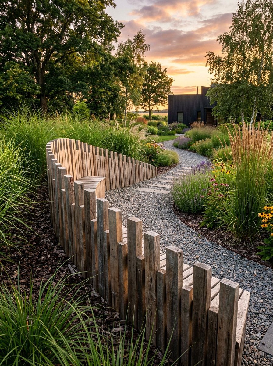 Staggered Pallet Slat - 25 Pallet Garden Edging Ideas