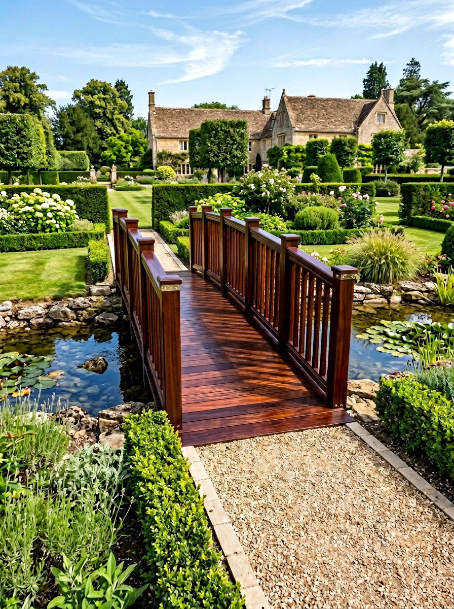 Stained Pallet Bridge - 25 Pallet Bridge for Garden Ideas
