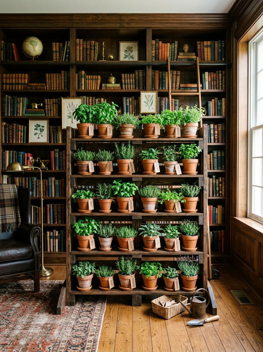 Stained Pallet Herb Stand - 25 Pallet Herb Drying Rack Ideas