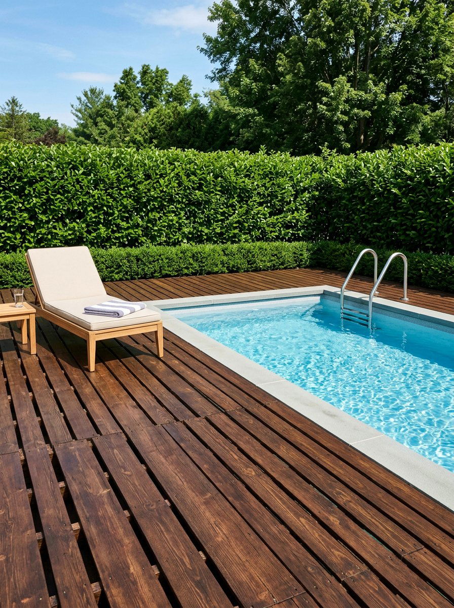 Stained Pallet Pool Deck - 25 Pallet Pool Deck Ideas