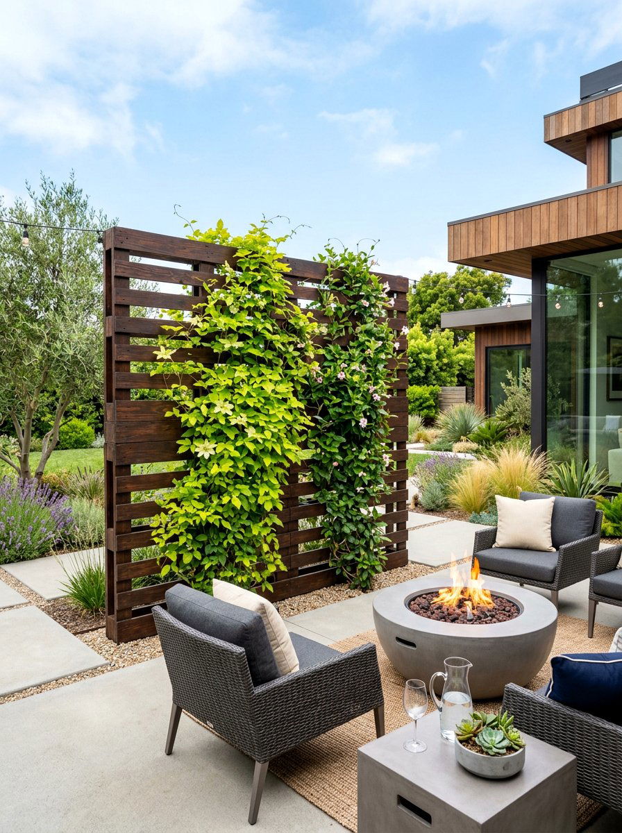 Stained Pallet Trellis - 25 Pallet Trellis for Climbing Plants Ideas