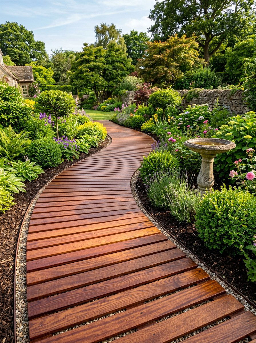 Stained Timber Walk - 25 Pallet Walkway for Garden Ideas