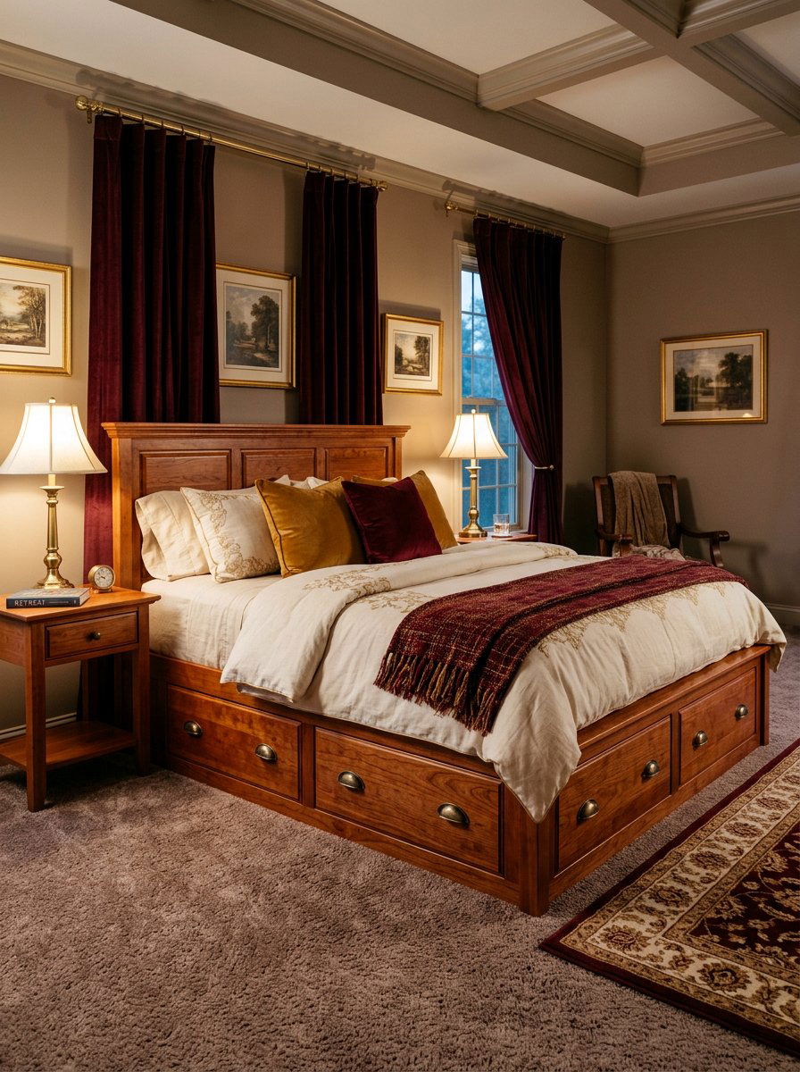 Stained Wood Pallet Bed - 25 Pallet Bed with Storage ideas