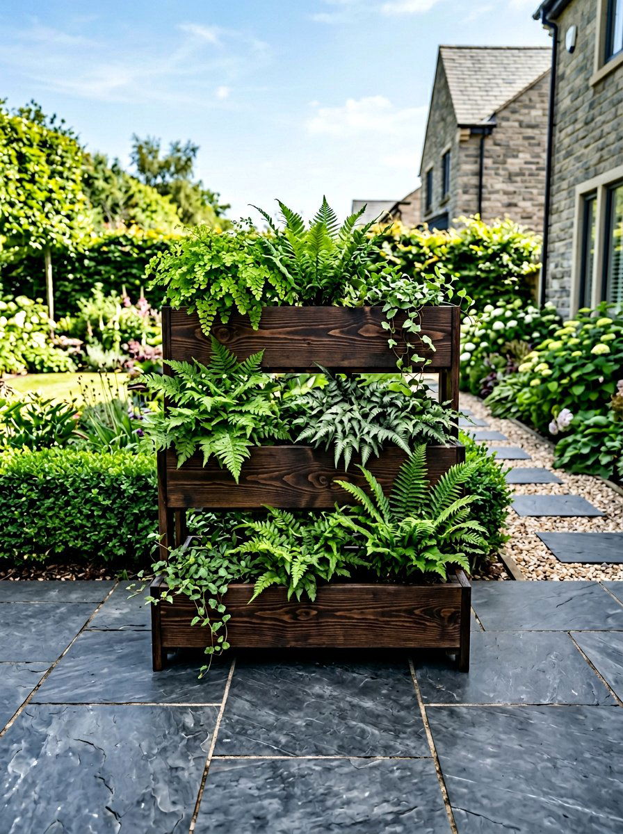 Stained wood pallet planter - 25 Pallet Tiered Planter Ideas