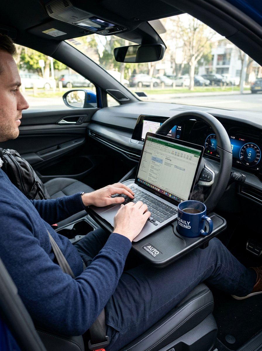 Steering Wheel Desk - 25 cute ways to decorate your car