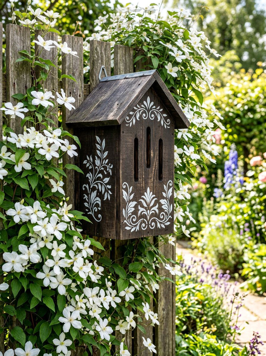 Stenciled Pallet Butterfly House - 25 Pallet Butterfly House Ideas