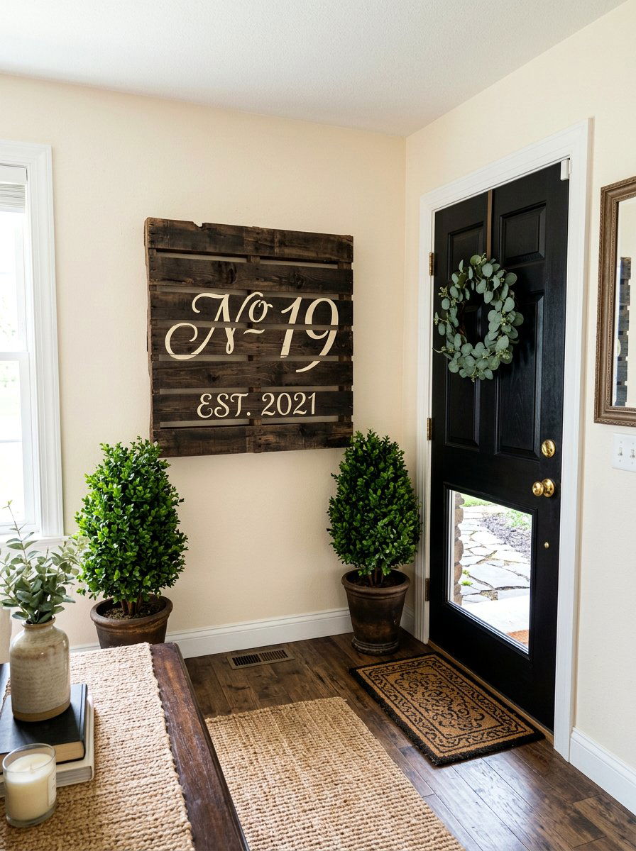 Stenciled Script Pallet Sign - 25 Pallet Address Number Plaque Ideas