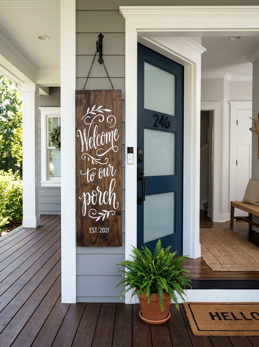 Stenciled wooden porch sign - 25 Pallet Welcome Sign for Porch Ideas
