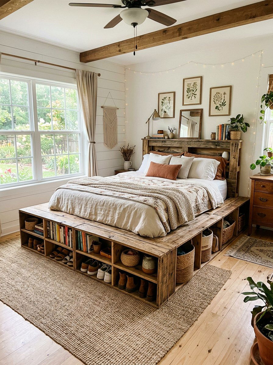 Storage Platform Pallet Bed - 25 Pallet bed ideas with hidden storage