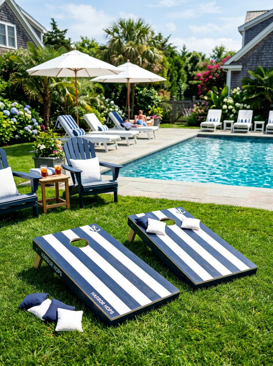 Striped Pallet Cornhole - 25 Pallet Cornhole Game Board Ideas