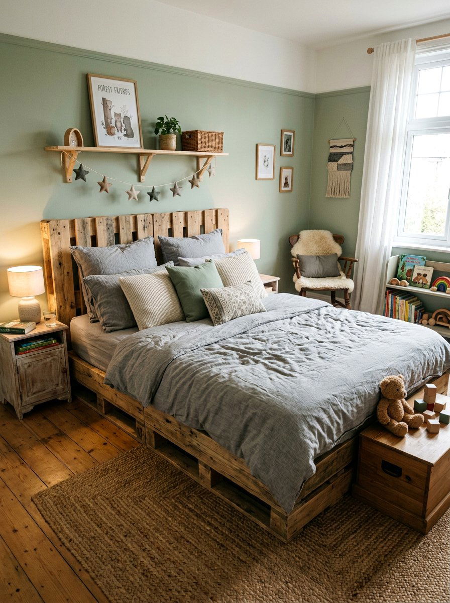 Sturdy Double Bed Platform - 25 Pallet bed ideas for kids room