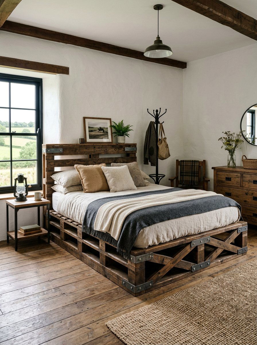 Sturdy Pallet Bed - 25 Farmhouse pallet bed ideas