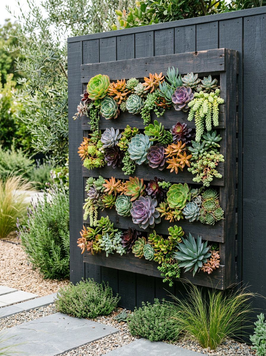 Succulent Pallet Wall - 25 Pallet Planter Box Ideas