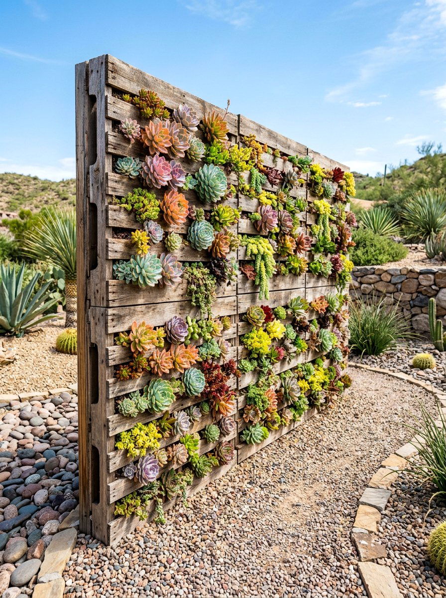 Succulent Planter Pallet Wall - 25 Pallet Retaining Wall Ideas