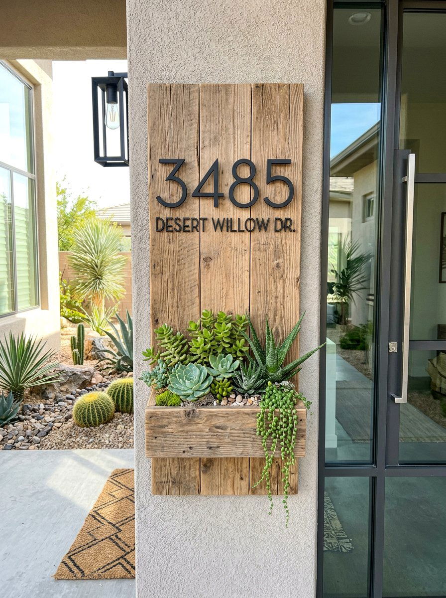 Succulent Planter Wood Plaque - 25 Pallet Address Number Plaque Ideas