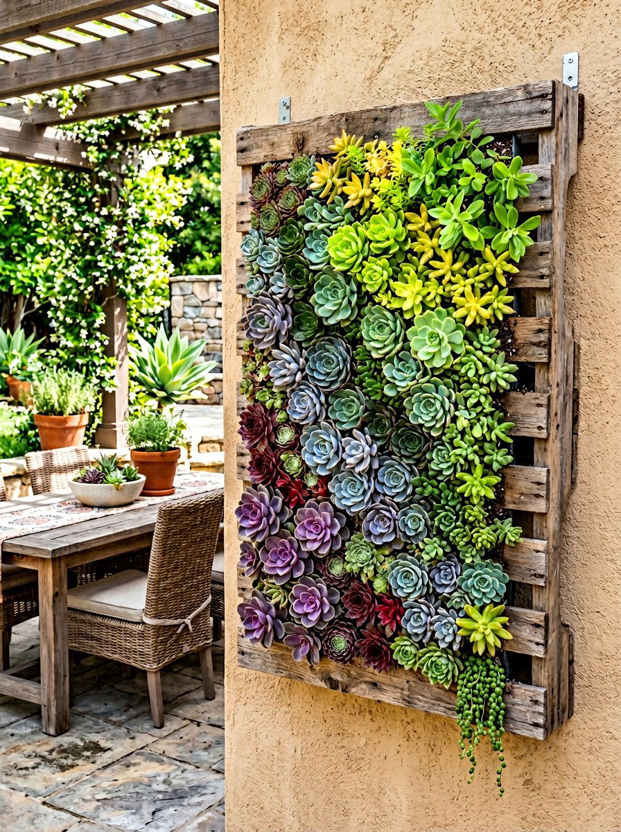 Succulent Wall Art - 25 Pallet Succulent Garden Ideas