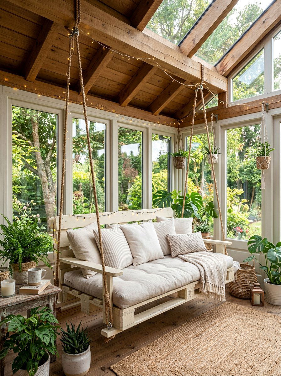 Sunroom Pallet Swing - 25 Pallet Swing for Porch Ideas